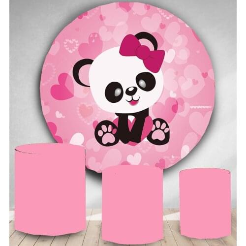 Round Circle backdrop background pink panda theme birthday party decoration girl baby shower candy dessert table cover YY-99