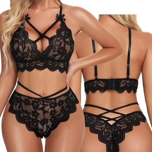 Lace Sexy Lingerie Set Porno Sexy Women Underwear Erotic Lingerie Costumes Porno Sensual Lingerie Sexy Bra Brief Sets Plus Size