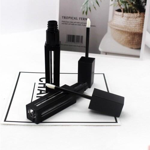 7ml 20PCS Square Skylight Black Plastic Lipgloss Empty Tube Cosmetic Lip Gloss Packaging Container