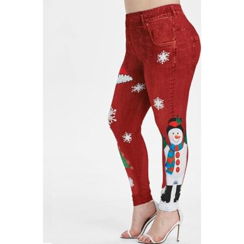 Merry Christmas Snowman Cute Lovely Leggings for Women High Waist Ankle Length Jeggings Ladies Blue Spandex Skinny Workout Pants