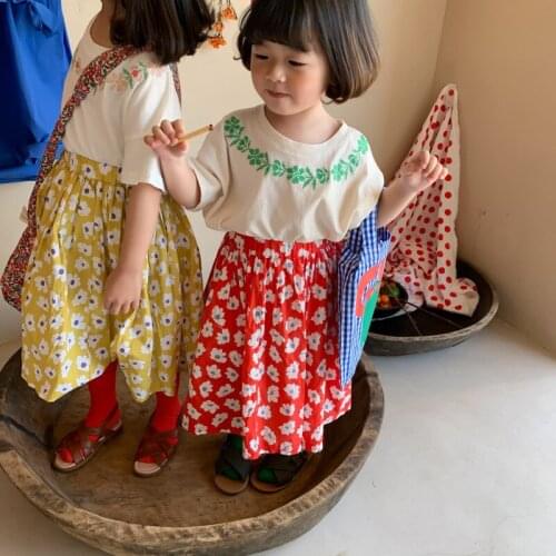 Summer girls cute floral skirts 2021 fashion casual cotton skirt 1-7Y