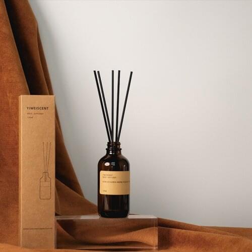 Men Reed Diffuser with Brown Bottle, Black Rattan Sticks and 120ml Home Fragrance Essential Oil 3 Scents Cigar, RUM and Opium