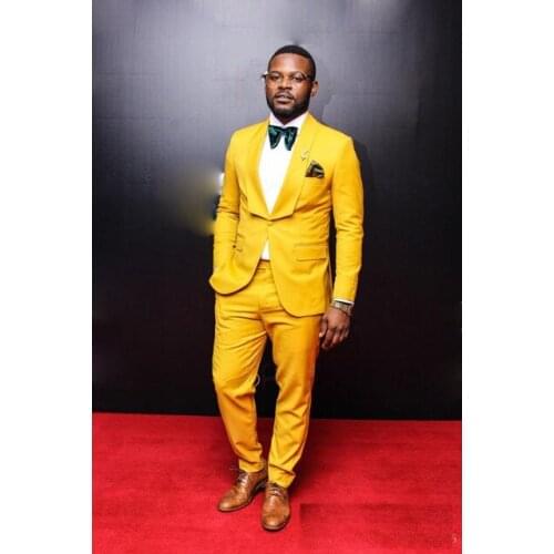 Custom Made Shawl Lapel Men Suit Slim Fit 2 Pieces Groom Tuxedo Wedding Suits Prom Party Blazer (Jacket+Pants)