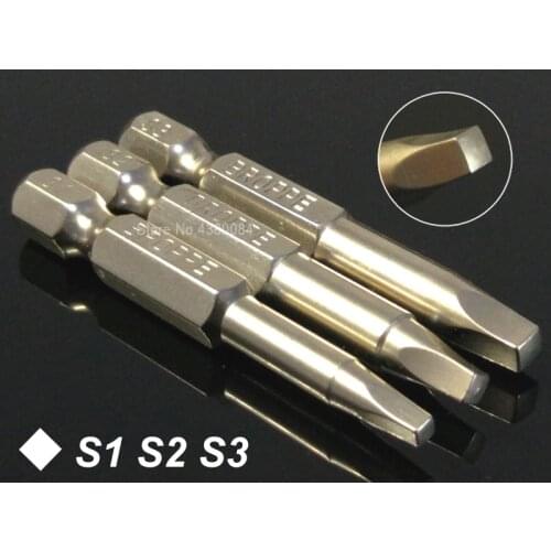 3Pcs Set 50MM Magnetic Square Head Screwdriver Bits 1/4'' Hex Shank Electric Screw Driver Drill Bits S2 Steel Power Hand Tools