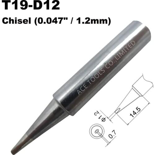 Soldering Tip T19-D12 Screwdriver 1.2mm Replacement Fit for HAKKO FX-601 Lead Free Iron Bit Nozzle Pencil Welding Handle