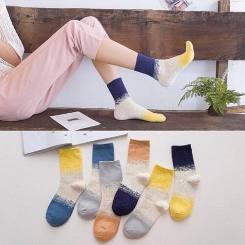 Color Matching Cute Dots Funny Women Cotton Socks Spring Winter Mens Tube Crew Socks Girls For Ladies Warmth Gifts Hosiery