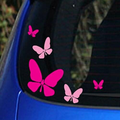 Fashion New Pink and Hot Pink Butterfly Vinyl Car Stickers ,girls Car Window Decoration Sticker for Girls 5cm*5cm