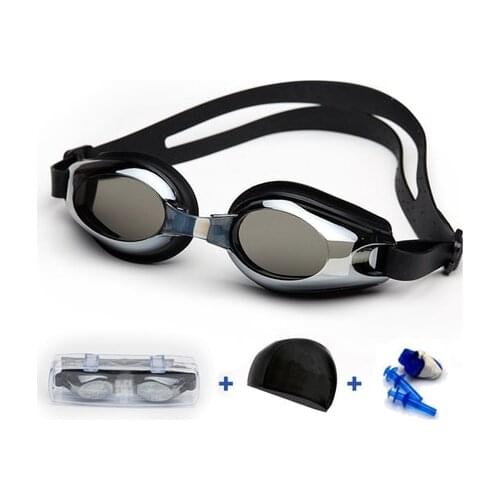 Swim goggles waterproof anti-fog big box uv swimming glasses with swimming cap men women sport eyewear diving glasses