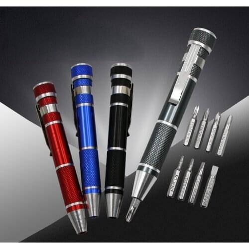Clearance 8-in-1 Pen Type Manual Screwdriver with Magnetic Screwdriver Aluminum Alloy Tool Screwdriver Bit