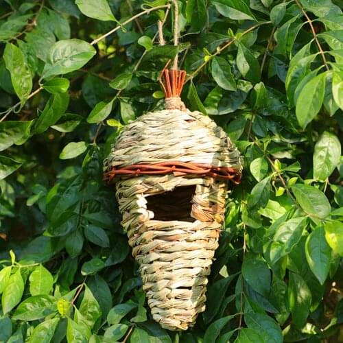 Hanging Birds Nest Natural Straw Corn-shaped Birdhouse Cage Hand-woven Breeding Grass Cave Shelter Pet Products