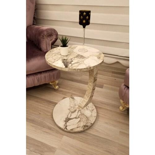 Home Wheeled Side Table Furniture Round Coffee Table for Living Room Small Bedside Table Design End Table Sofaside Small Desk