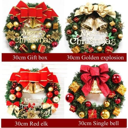 Christmas Garland Bow-knot Christmas Wreath Wall Ornament Door Decor Navidad Christmas Decorations for Home 3pcs