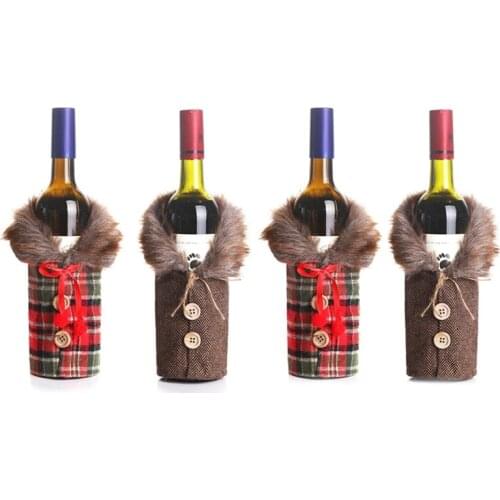 Christmas Wine Bottle Cover Merry Christmas Decor for Home 2021 Christmas Table Decor Xmas Gift Happy New Year 2021