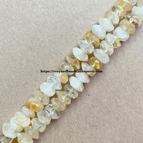2lots more 10% off ! Semi-precious Stone Irregular Faceted Rondelle Citrine Crystal Quartz 7" Loose Beads 6x11mm