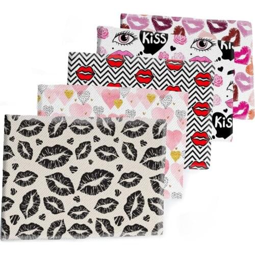 50*145CM Fabric Valentines Day Kiss Lips Printed Polyester Cotton Twill Fabric Patchwor Printed