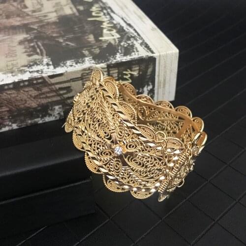 Vintage Algerian Bracelets for womenاساور jewelry hollowed-out flower bracelet brand design wedding dress womens accessories