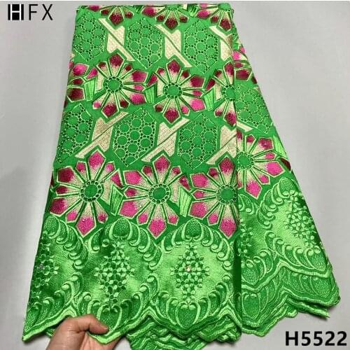 HFX High Quality Swiss voile Lace Fabric 100% Cotton With Stones Soft Swiss Voile In Sitzerland For Dubai Lace 5 yards