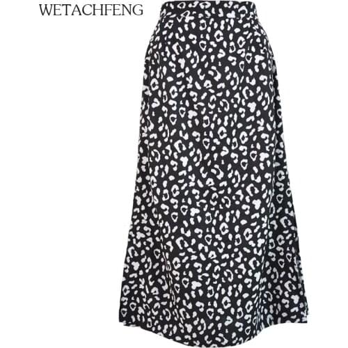 Black Leopard Print Women Wraps High Waist Skirts Zipper Ruffles Chiffon Split Sexy Mini Slim Evening Party Beach Bandag Skirt