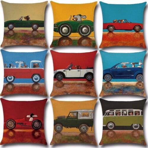 1PC Cushion Cover Cotton Linen Elephant Pattern Decorative Pillowcase Chair Seat and Waist Square Pillow Cover Home Deco OU 017