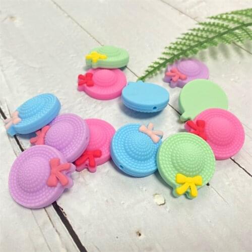 10pcs Silicone hat Beads Safe Baby Teething Bead DIY Chewable Colorful For Infant Loose