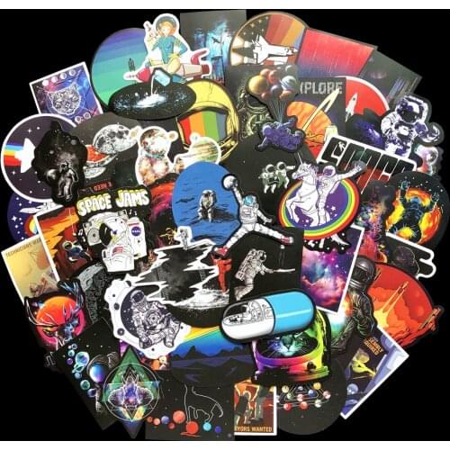 100Pcs/Lot Astronaut Spaceship Space Capsule For Kids Toys Stickers Notebook Car Styling Personalized Laptop Stationery Sticker