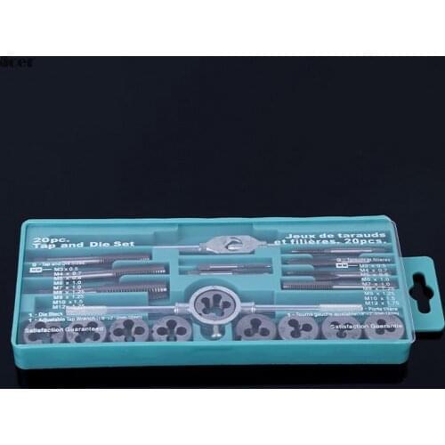 20pcs Alloy Steel Tap & Die Set with Small Tap Twisted Hand Tools 1/16 - 1/2 Inch NC Screw Thread Plugs Taps Hand Screw Taps