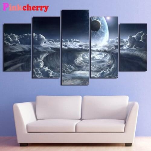 5Pcs Diy Diamond Painting Alien Planet Moons Space Full Square Round Embroidery Cross Stitch Kits Home Decoration