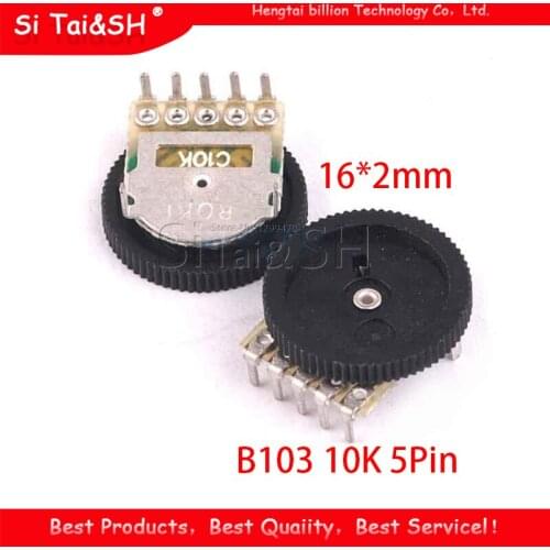 5pcs Double Gear tuning potentiometer B103 10K 5Pin 16*2mm Dial Potentiometer
