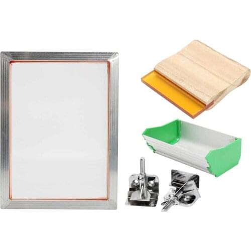 5Pcs/Set A5 Screen Printing Kit Aluminum Frame+Hinge Clamp+Emulsion Coater+Squeegee Screen Frame Printing Tool Parts