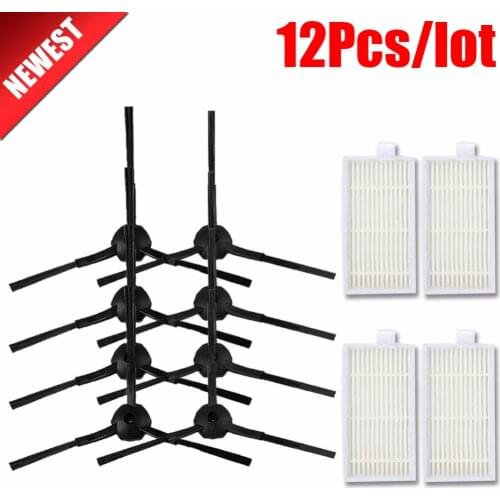 8Pcs Side Brush + 4Pcs dust hepa filter replacement for Ariete Briciola 2711 2712 2713 2717 Robot Vacuum Cleaner Robotisc Parts