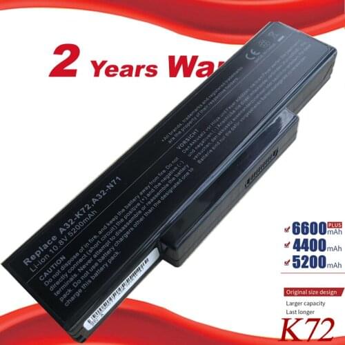 6 Cells Laptop Battery A32-K72 A32-N71 For Asus K73E K73J K73JK K73S K73SV N71 N71J N71JA N71JQ N71JV N71V N71VG N71VN N73