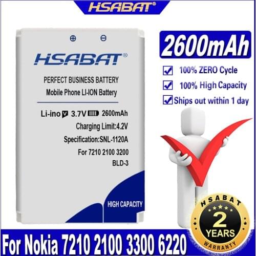 HSABAT 1850mAh BLD-3 BLD 3 battery for Nokia 7210 2100 6220 6610 3300 7250 I6260 6200 6610 6610i 7250i