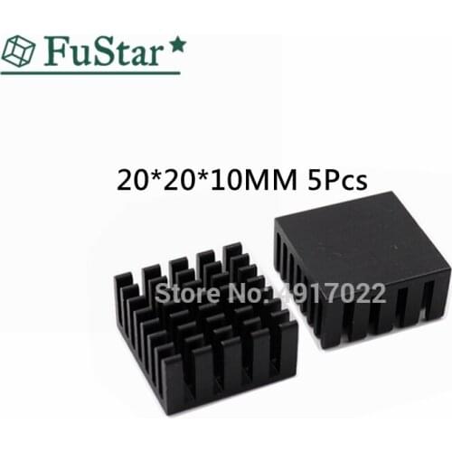 5pcs 20*20*10mm Black Aluminum Slotted Heatsink Radiator Heat Sink Cooler 20*20*10 Chip Radiator Aluminum heat sink 20x20x10mm