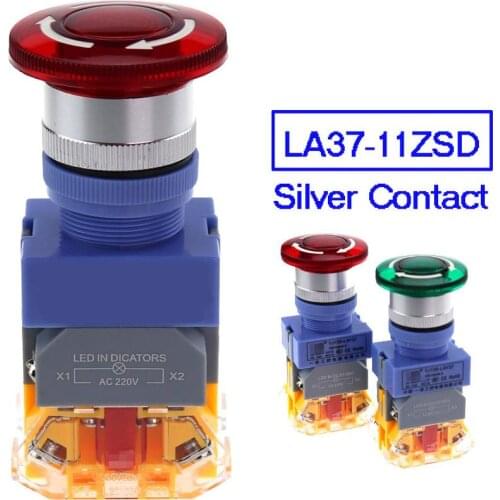 Emergency stop light power 22mm switches mushroom head on off pushbutton led switch lay37 lay7 Y090