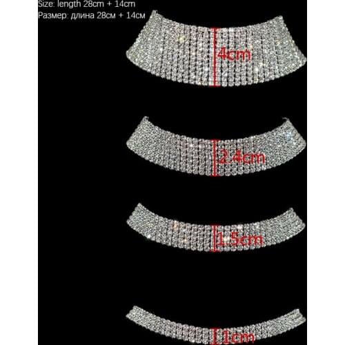 Sparkling Silver Color Crystal Collar Chain Choker Necklace Bridal Women Wedding Party Diamante Rhinestone Choker Jewelry Gifts