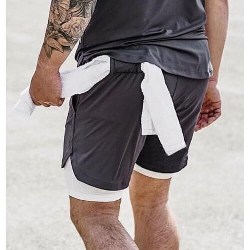 Quick-Drying Training Shorts Sweatpants 2 In 1 Shorts Mens Short Shorts Running Sport Fitness Shorts Beach Gym Tight Sportwear