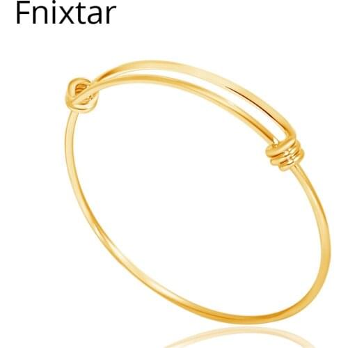 Fnixtar 60mm 65mm High Quality Adjustable 316L Stainless Steel Gold Color Bangle & Bracelet Wrist Cuff Bangle for Women 10pcs
