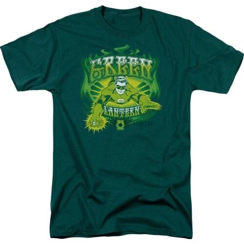Green Lantern Hero In GREEN FLAMES Licensed T-Shirt All Sizes Cotton Tee Shirt Popular