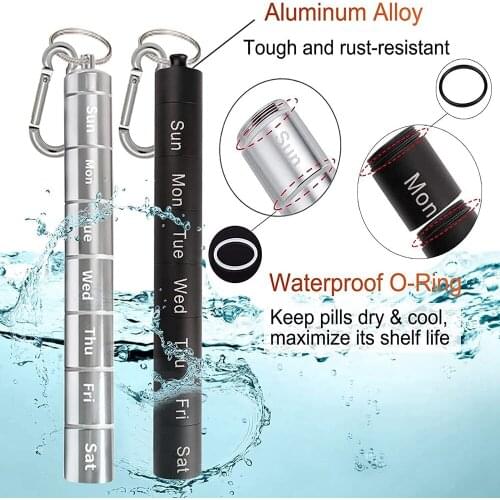 Airtight waterproof 7 days split aluminum alloy metal pill box Waterproof Metal Medicine Pill Box Case Bottle Holder Container