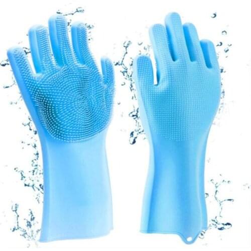 Hot Kitchen Silicone Cleaning Gloves Magic Dish Washing Gloves For Household Silicone Scrubber Rubber Dishwashing Gloves XM-1032