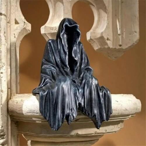 Gothic Decor Figurine Delicate Waterproof Resin Outdoor Decoration Reaper Statue Sitting Statue Resin Desktop Ornament Sculpture