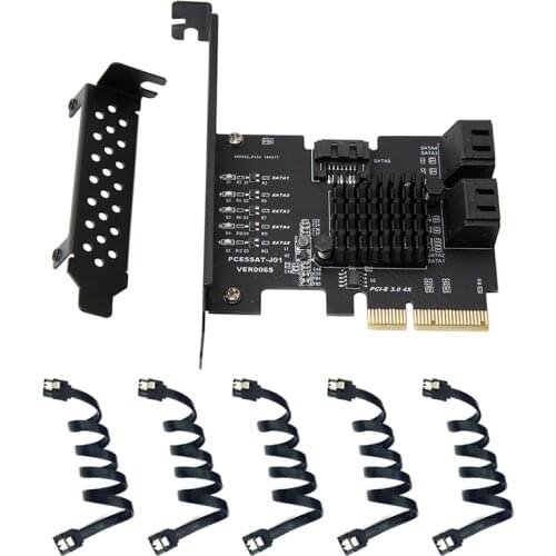 Add On Card 5 Port SATA 3.0 Card PCIE SATA Controller PCI-E SATA Hub/Card PCIE to SATA3 Card HDD SSD PCI Express X4 Gen3 Adapter