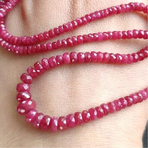 Icnway 38cm Natural Ruby 2.4- 4.3mm Faceted Rondelle Gemstone Beads S925 Jewelry Making Necklace Bracelet Earrings