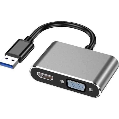 USB 3.0 to HDMI VGA Adapter Dual Output Display Multi-display Graphic Converter Adapter Cable