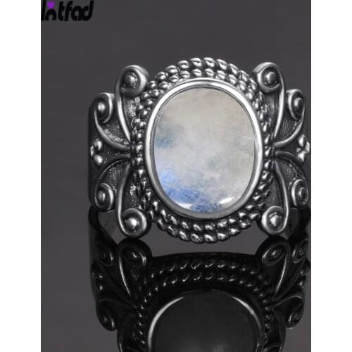 Natural Oval Moonstone Rings Sterling Silver 925 Finger Ring for Women Men Vintage Wedding Party Fine Luxury Jewelry