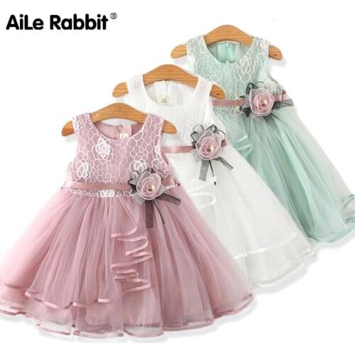 Lace Little Princess Dresses Summer Solid Sleeveless Tulle Tutu Dresses For Girls 2 3 4 5 6 Years Clothes Party Pageant Vestidos