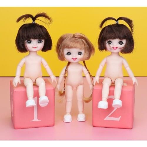 Smiling OB11 Doll With Ponytail Long Hair/Curly Hair Big Eyes Cute Multiple Movable Joints Fashion Toys Birthday Gift For Girls