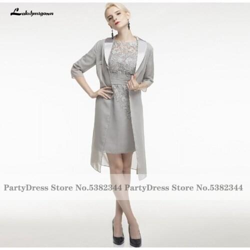 Lakshmigown Plus Size Women Wedding Guest Dress Elegant Short Mother Of The Bridal Dresses with Lace Jacket 2021 Abendkleider