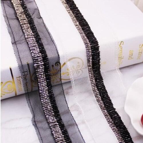11Yards 1.8cm Width White Black Beading Trims Beaded Ribbon For Sewing Collar Curtain Belt Accessories Mesh Lace Decoration