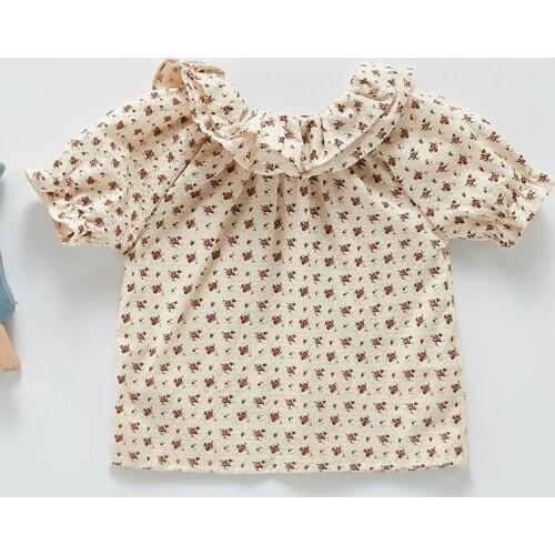 Cute Baby Girl Shirt New Spring Kids Girl Short Sleeve Sweet Floral Shirt Infant Summer Baby Girl Newborn Shirt Clothes